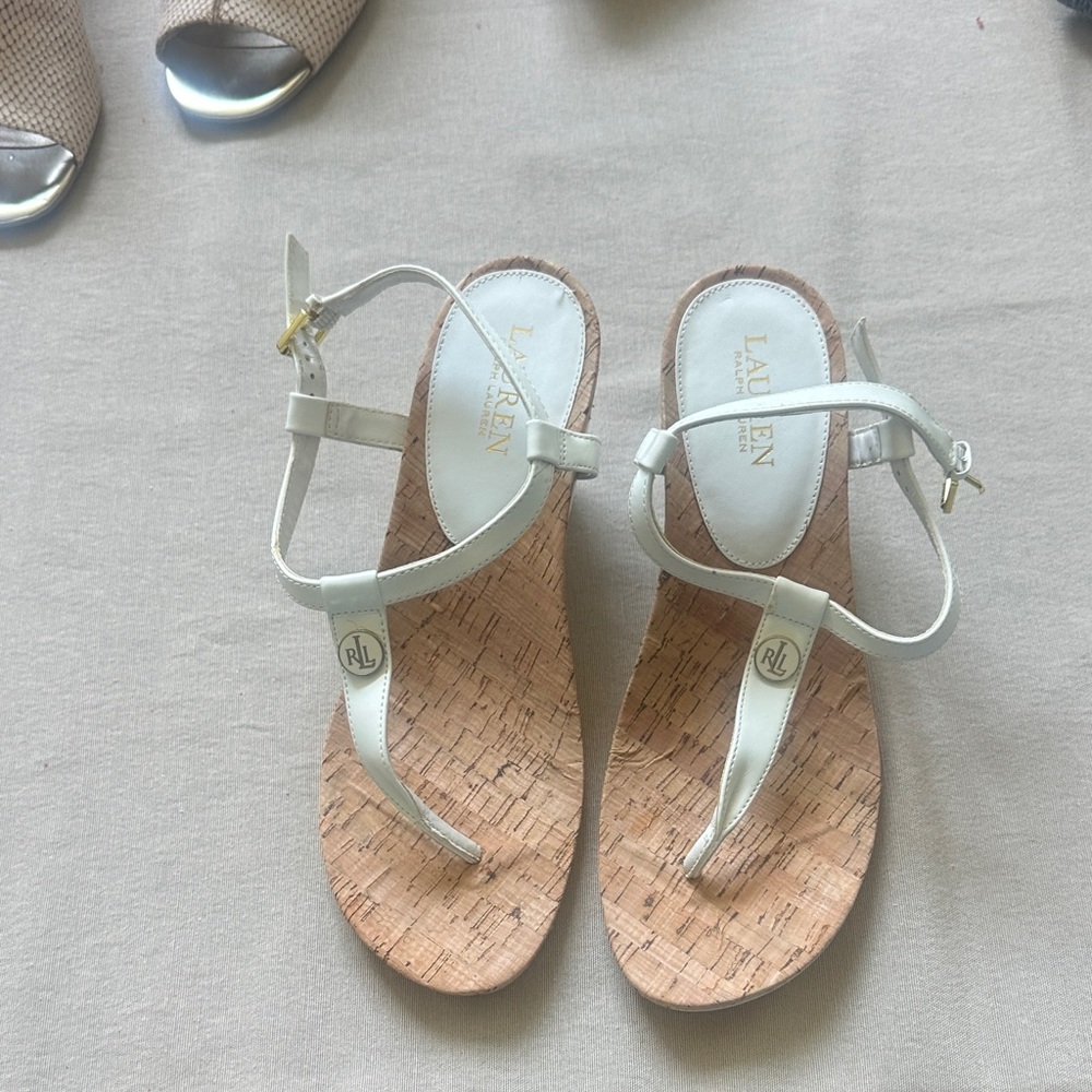 Ralph Lauren White Cork Sandals